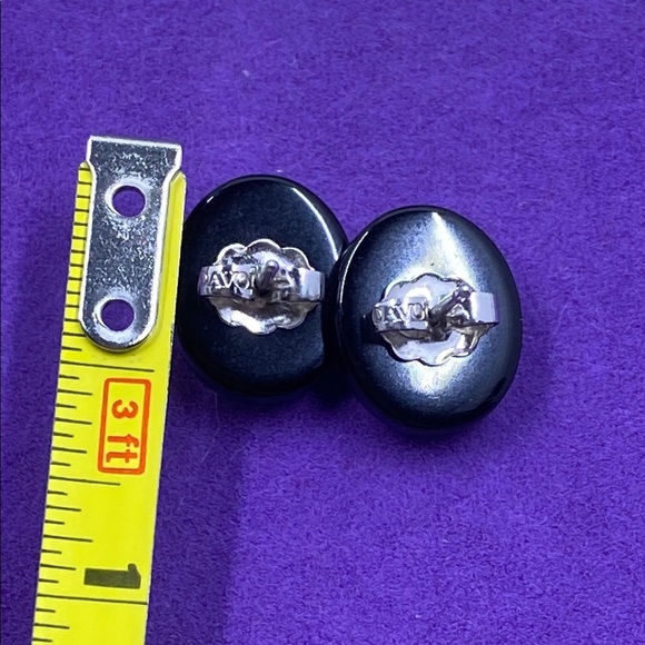 💛 Vintage Avon Silver Crystal Black Stud Earrings - Picture 4 of 5